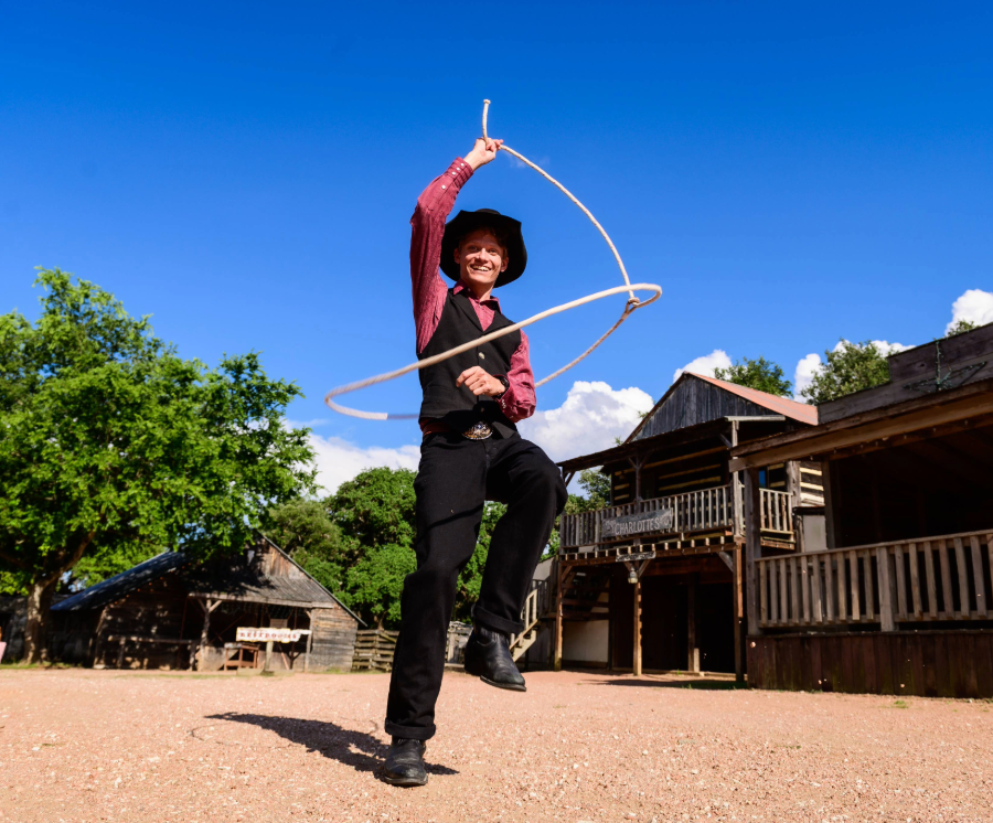 A Professional Trick Roper performs a trick