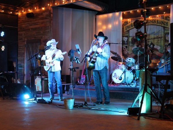 A country western band performs at Enchanted Springs Ranch in Boerne, TX