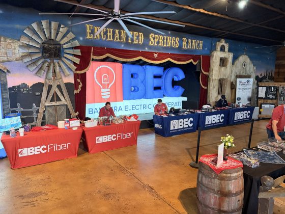 The Six Gun Saloon stage set up for a corporate annual meeting